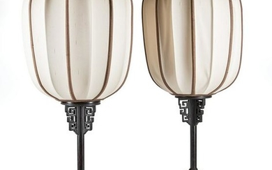 Pair of Chinese Hardwood Table Lamps