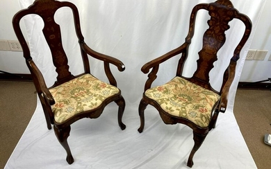 Pair of Dutch 1800's Inlaid Armchairs