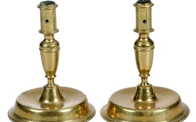 Pair of European Brass Candlesticks