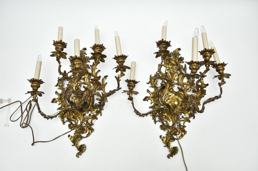 Pair of Gilt Metal Wall Sconces