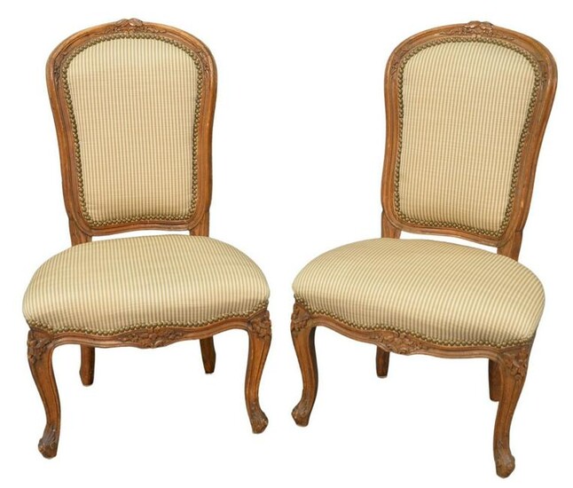 Pair of Louis XV Style Slipper Chairs, height 34
