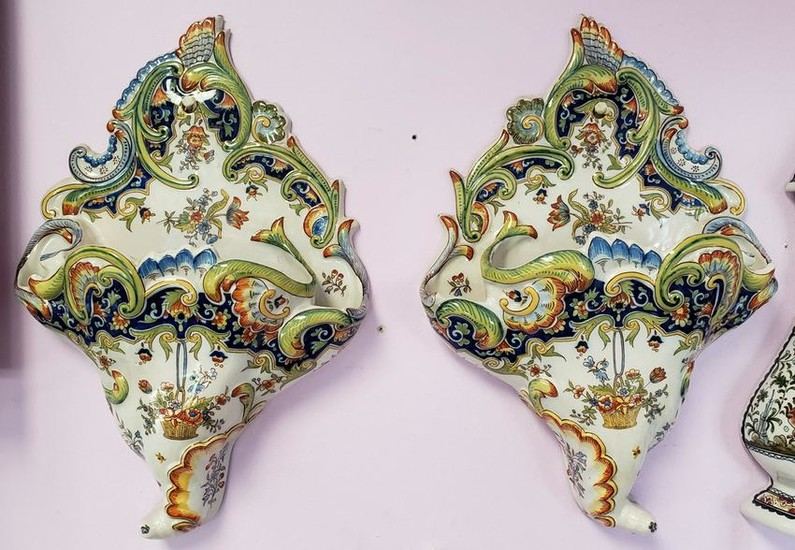 Pair of Mid 19th Century French Rouen Porcelain Floral