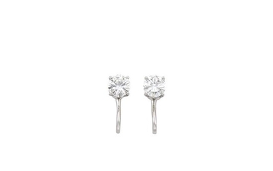 Pair of White Gold and Diamond Stud Earclips