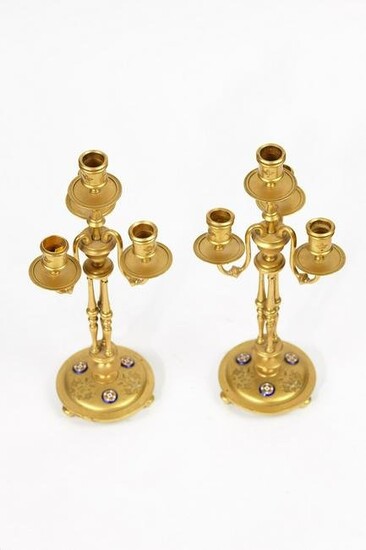 Pair of candelabra 19th century french champleve