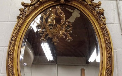 Parisian 19th Century Louis XV Style Gilt Oval Shaped Mirror