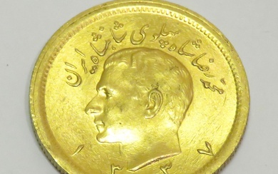Pièce en or de 1 Pahlavi "Shah Mohammad REZA-Roi d'Iran", Version "1327" (1948). Poids :...