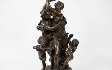 Pierre-Maximilien DELAFONTAINE (1774-1860) Bronze Danseurs avec tambourin, signé. Brons Dansers met tamboerijn , getekend. H...