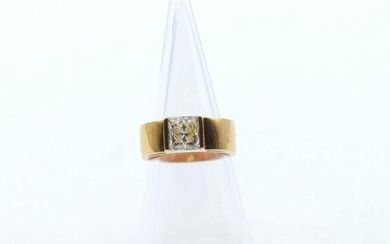Pink gold ring set with 1 princess cut diamond +/- 3 ct - 14.8 g (Size: 60)
