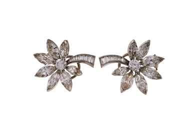 Platinum & 14K White Gold 8.91ct Diamond Fireworks Earrings