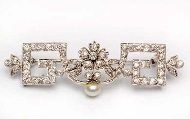 Platinum and 14krt. white gold brooch, Belle Epoque,...