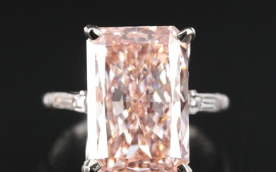 Platinum and 18K 9.36 CTW Lab Grown Diamond Ring with Fancy Pink Center