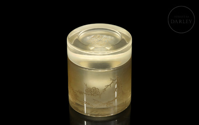 "Poem and cherry tree" glass ring box, Qing dynasty