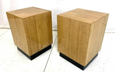 Pr Bird's Eye Maple Cube Side Tables Stands. Square cub