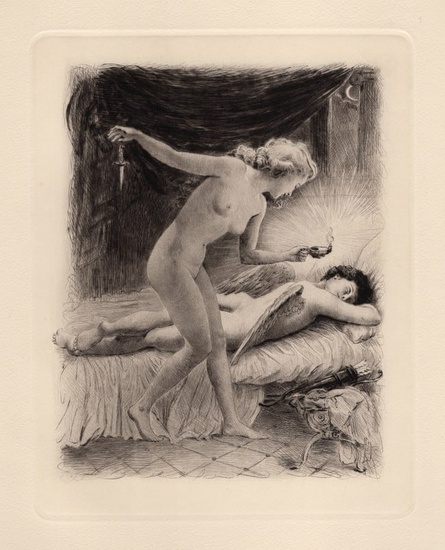 Psyche Stabbing Cupid Original 1955 Paul-Emile Becat Limited Etching