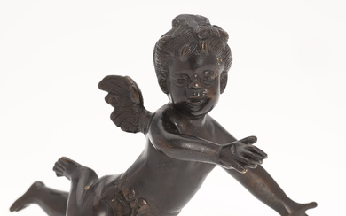 Putto angel, sculpture, bronze, 20th century.