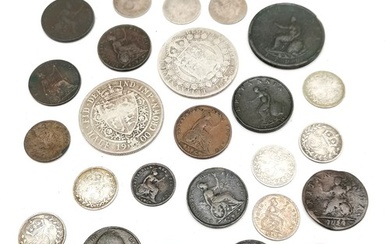 Qty of British coins from George II to QV inc some Victorian...