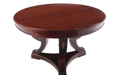 ROUND MAHOGANY BRONZE MOUNTED EMPIRE STYLE TABLE WITH A SINGLE...