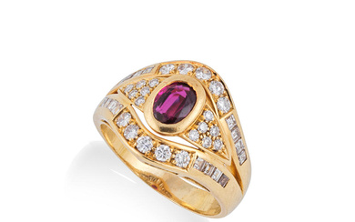 RUBY AND DIAMOND RING BAGUE RUBIS ET DIAMANTs