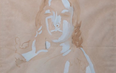 Raoul DUFY (1877-1953) Le portrait de Madame Dufy, Lavis brun et gouache blanche, sur papier,...