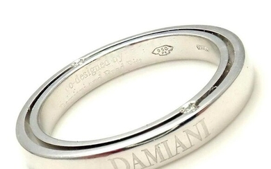 Rare! Authentic Damiani Brad Pitt Platinum 4 Diamond 3mm Band Ring Sz 7