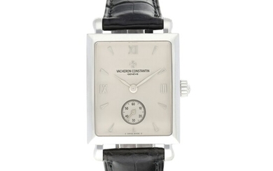 Reference 91001 Les Historiques A white gold rectangular wristwatch, Circa 1998