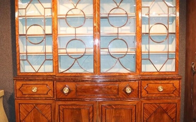 Regency Mahogany and Ebony-Inlaid Bookcase Cabinet