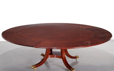 Regency style mahogany perimeter leaf dining table