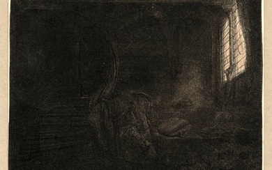 Rembrandt van Rijn (1606-1669). St Jerome in a dark chamber....