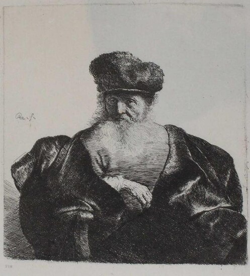 Rembrandt van Rijn (after) - Old man with beard fur cap
