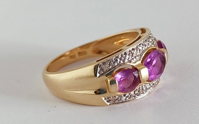 Ring - 14 kt. White gold, Yellow gold Amethyst