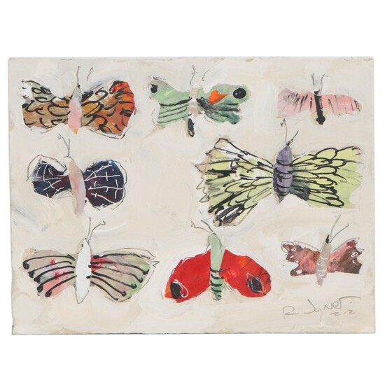 Robert Joyner Abstract Butterfly Mixed Media Painting