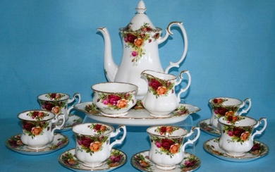 Royal Albert, Vintage - Coffee set for 6 (16) - Old Country Rose - Porcelain