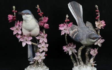 Royal Worcester Pair Mocking Bird Figures