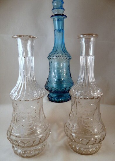 Russian vodka bottles; Alexander III & Sadi Carnot (3) - Glass - 1891