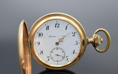 SYSTEME GLASHUeTTE 14k pink gold pocket watch
