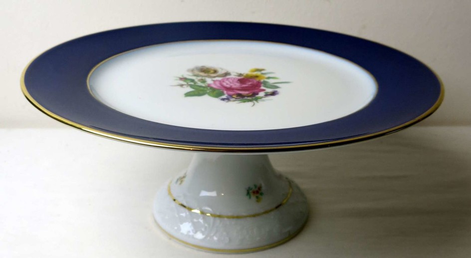 Schumann לל Serving Plate on a Leg (Taza) made of Old German Porcelain made by Schumann