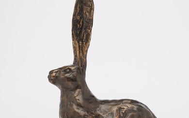 Sculpture, Hare Sculpture - Bronze Interior statue of a animal - Video in link - Bronze - 31 cm - Bronze