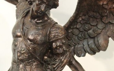 Sculpture, St. Michael and the dragon - 76 cm - Bronze - Second half 20th century