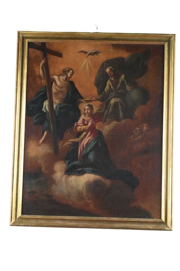 Scuola Italiana del XVIII secolo Incoronazione della Vergine, cm 80x50