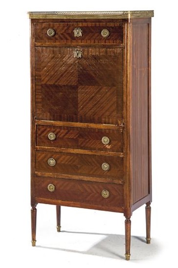 Secretaire aabattant Louis XVI style in mahogany wood