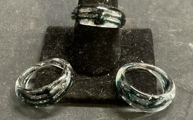 Set 3 Chunky Art Glass Rings, Jewelry