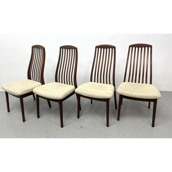 Set 4 High Back Danish Modern Dining Chairs possibly Skovby seat missing screws
