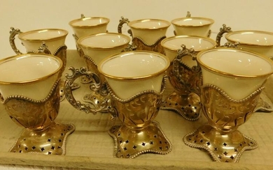 Set of 10 Sterling & Lenox Cups