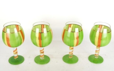 Set of 4 Paint Decorated Brandy Glasses