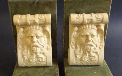 Set of two classic Italian bookends, bonded marble