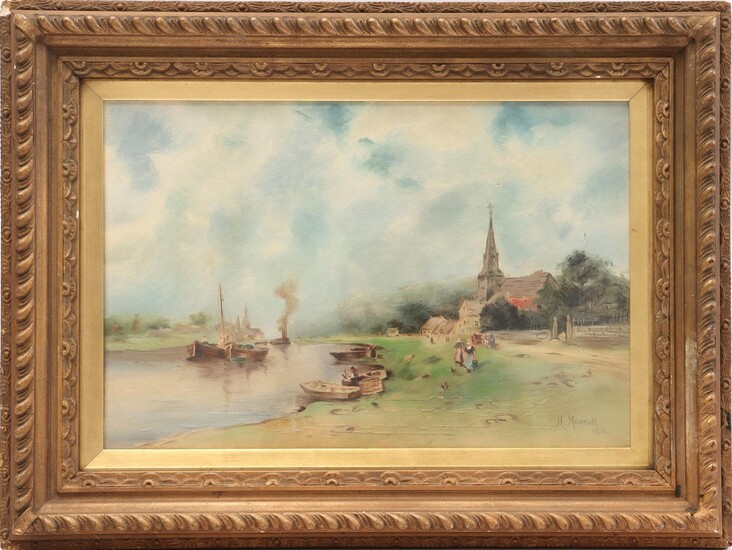 (-), Signed H. Marriot, landscape with a decor...
