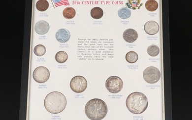 Silver and Copper Coins of the 20th Century Framed Type Set