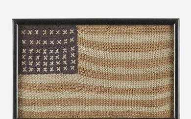 Small crocheted 48-Star American flag commemorating