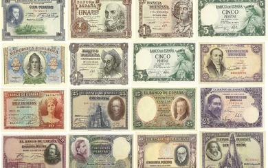 Spain, Banknote Collection; 31 banknotes in total, dating from 1925...
