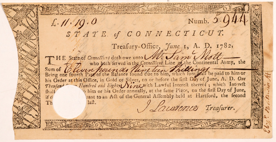 State of Connecticut Treasury Office Army pay #106319
